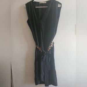 Ulla Johnson Elegant Black Midi Dress with Gold Accents